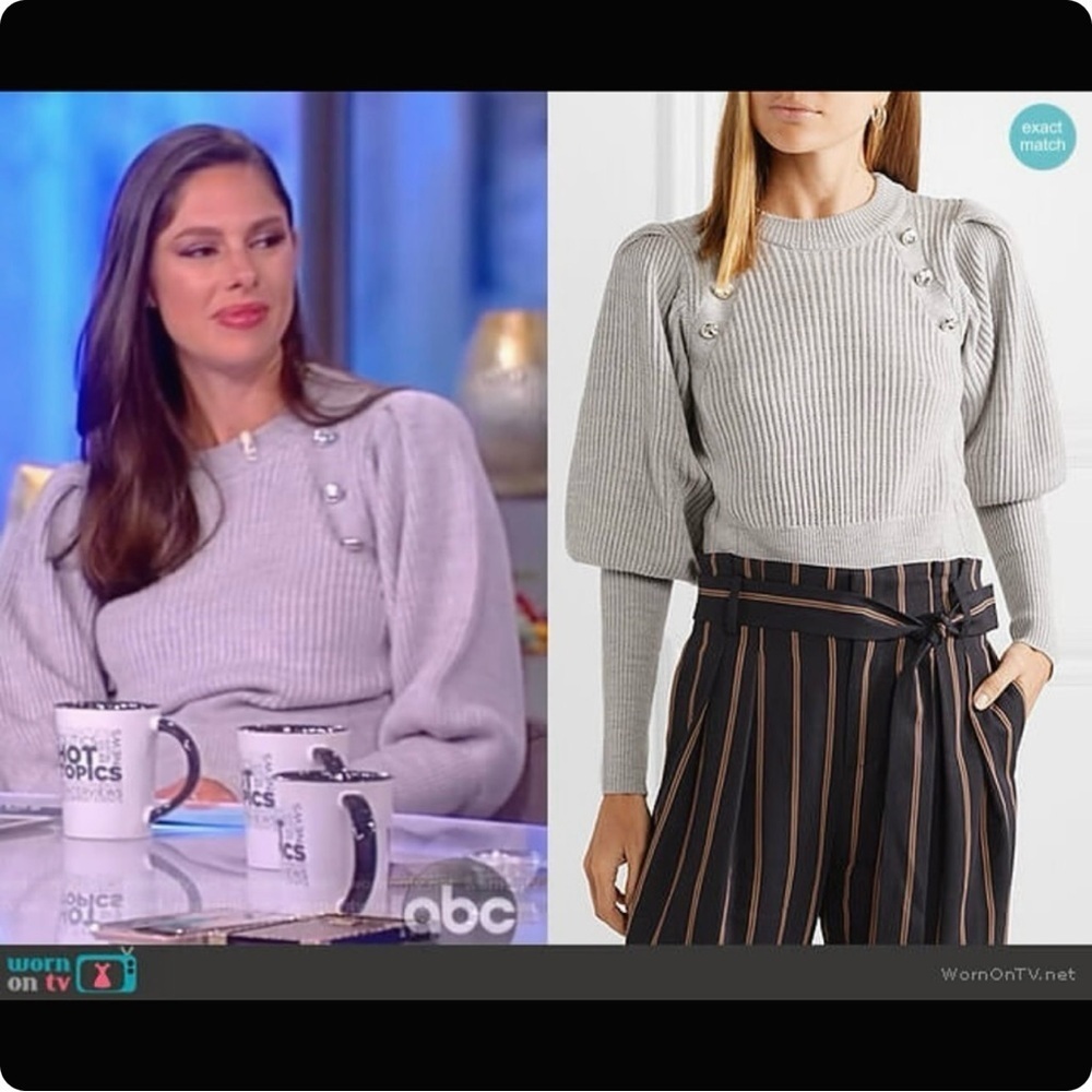 Veronica Beard ‘Jude’ 100% Wool Gray Sweater with Jeweled Accents Size Small - Picture 5 of 16